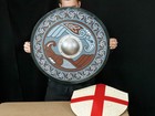 Medieval Shield Set Templar Knight Steel Shield   Viking Norse Raven Wood Shield