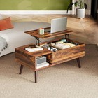Lift Top Coffee Table Hidden Storage Compartment Mid Century Modern Wood Center