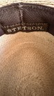 Vintage Stetson Straw Hat Wide Brim Natural Tan Black Band Western Fedora