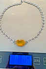 Unique Art Deco Necklace With Imitation Citrine Center And Seed Pearls In Enamel