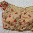 Handmade Gold Silk Blend Floral Embroidered Choli Blouse For Women  One Size