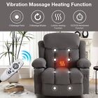 Wide Heat Massage Power Lift Recliner Chair Oversize Reclining Sofa Cup Holders