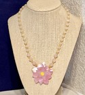 Vintage Ne In Box Lee Sands Shell Flower And Bead 18    Necklace W  Box pamphlet