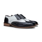 Mens Black White Gatsby Oxford Leather Classic Formal Laced Vintage Brogue Shoes
