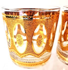 Culver Regency White Rocks Glasses 22k Gold And Etched Glass Design Set Of 2
