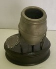 Unusual Vintage Canon Shaped Match Safe W stiker And Wooden Base