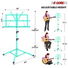 5 Core Folding Sheet Music Stand Green Adjustable 25-52 Inch Tripod Bag   Clip