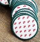 Vintage 35pc Crepe Paper Christmas Coasters 3 25  Round Scalloped