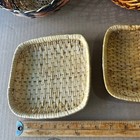 Vintage Woven Wicker Basket Lot 6pc Boho Wall Decor Trays Bowls Natural Wood