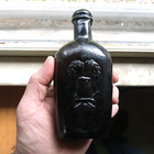 Westford Glass Co Sheaf Of Wheat 1 2 Pint Deep Amber Drippy Lip Crude 1860 Flask