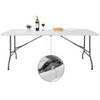 6ft Plastic Folding Table Portable Fold-in-half Picnic Utility Table With Handle