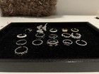 16pcs S925 Stamped Assorted Ring Lot Size Adjustable Sterling Silver Marked