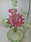 Antique Victorian Vaseline Cranberry Opalesent 7 Horn Epergne 21   two Flaws 