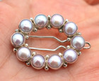 Lovely Vtg Jgd Women Sterling Silver 925 Natural Pearl Hair Clip Barrette 8 28g