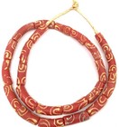 Authentic Coral Red Zen Ghana Krobo Recycled Glass African Trade Beads-  1723