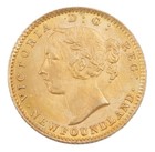 1882h Newfoundland  2 Gold Coin Nice Original Choice Au unc