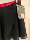 Gk Dance Ballet Ladies Medium Black Georgette Foil Waist Faux Wrap Skirt Sz M