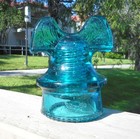 Great Blue Aqua Cd 257 Hemingray Mickey Mouse Style Glass Insulator  p 