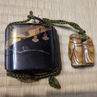 Japanese Antique Lacquer Wooden Maki-e Inro Pill Medicine Box Netsuke From Japan