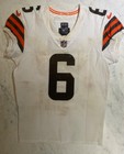 2021 Baker Mayfield Cleveland Browns Game Used White Nike Jersey - Fanatics Loa