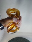 Murano Style Hand Blown Amber Infinity Glass Statue 9  X 5  Mcm Hand Made Art