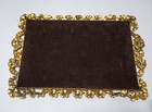 Antique Ornate Vanity Perfume Dresser Footed Tray Mirror Gold Gilt Regency