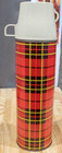 Vintage 1964 Thermos Red Tartan Plaid Quart Size King Seeley Norwich Conn  Usa