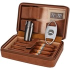 Citree Cigar Travel Humidor  Cedar Wood Leather Medium  pack Of 1   Brown