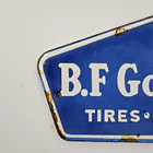 Vintage B f Goodrich Tires Batteries Porcelain Enamel Metal Sign Size 7  X 3 5 