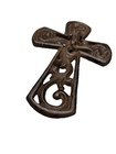 Cast Iron Cross Wall Decor Weathered Rustic 5 5  Ornate Hanging