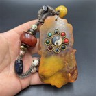 10 8cm Exquisitely Chinese Retro Taoism Jewelry Xiuyu Gemstone Tag Pendant