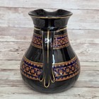 Antique Denton Jug Mosaic Series Jet Ware Black Glaze Gilt Enameled Geometric 