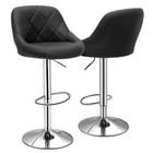 2x Swivel Adjustable Bar Stool Leather Black Modern Counter Height Dining Chair