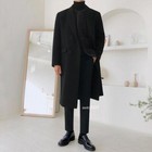 Mens British Wool Blend Jacket Fashion Mid Length Thicken Outwear Trench Coat