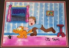 Garfield Production Animation Cel - Signed By Jim Davis - Garfield Jon -framed