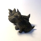 Vtg Scottish Terriers Dogs Figurine Cast Bronze Patina 2 5  Long 1 75  Tall