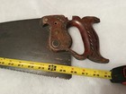 Vintage Hand Saw Wheat Carved Wood Handle 25  7 8 Blade