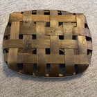 Vintage Woven Wood Tobacco Basket Tray Oval Rustic Farmhouse Decor Brown 13 5in