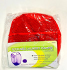 Red Pop Up Foldable Laundry Basket Mesh Hamper Washing Clothes Bag Storage Bin  