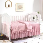  Seersucker Princess Crib Bedding Set For Baby Girls  3 Pieces Ultra Soft Pink