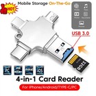 4in1 Usb 3 0 Flash Drive Micro Tf Card Reader Adapter Otg Type-c Iphone Android