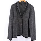 Talbots 100  Merino Wool Chevron Knit Blazer Jacket Black White Womens Xl