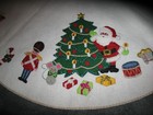 Vintage Handmade White Felt   Sequin Christmas Tree Skirt Santa Trees Toys 44 