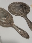 Rare Vintage Mirror  Brush And Comb Set Silver Tone Heavy Baroque Great Shape