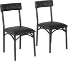 Pu Leather Upholstered Dining Chair Set 2 Modern Black Kitchen Chairs W backrest