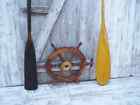 Vintage Wood Ship Wheel Captains Helm 24  Brass Nautical Halloween Gift decor