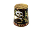 Cloisonne Thimble Panda Bears Bamboo Enamel   Gold Sewing Collectible Vintage