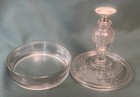 Beautiful Vtg Combo Perfume Bottle Etched Powder Box Sterling Guilloche Stopper