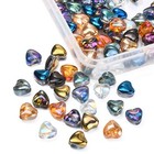 100x Glass Ab Color Crystal Heart Bead For Bracelet Making Jewelry Diy Craft