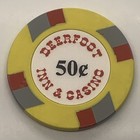 Deerfoot Inn   Casino  0 50 Chip Calgary Alberta Canada Yellow Grey Red
